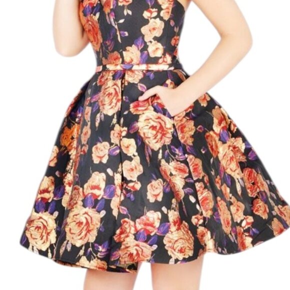 Mac Duggal Strapless Bustier Dress Floral Print Sz 2 Cocktail Elegant - Picture 5 of 13